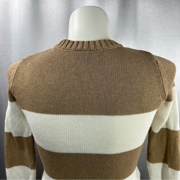 Loft Women's Tan & White Sequin Stripe Sweater S - Picture 5 of 6